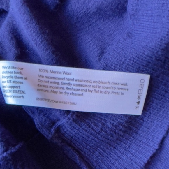 Eileen Fisher 100% merino wool lightweight blue sweater large - Picture 10 of 10
